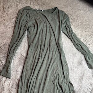 Elegant Green Side Button-Down Dress